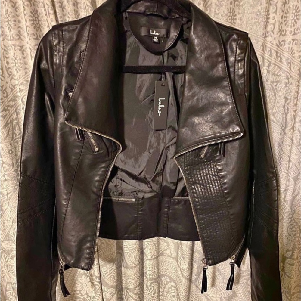 Lulus NWT Black Vegan Leather Jacket